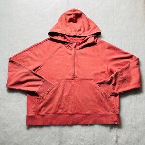 JoyLab Womens Coral Red Lifestyle Comfort Stretch Quarter Zip Hoodie Size XL